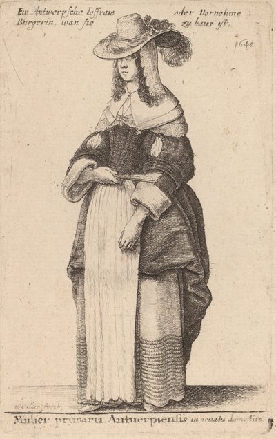 Mulier Primaria Antuerpiensis, en tenue domestique - Wenceslaus Hollar