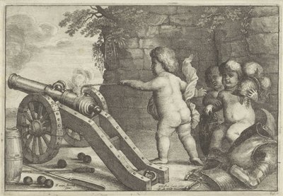Putti tirant un canon : L