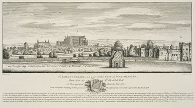 Palais St. James et une partie de la ville de Westminster du côté nord de Pall Mall en 1660, gravé par Richard Sawyer, publié en 1809 - Wenceslaus Hollar