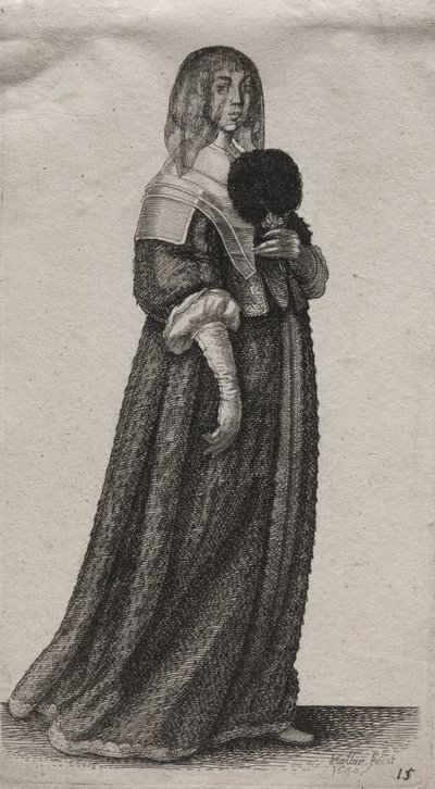 Les Diverses Habitudes des Femmes Anglaises, de la Noblesse aux Femmes de la Campagne : La Femme Voilée - Wenceslaus Hollar