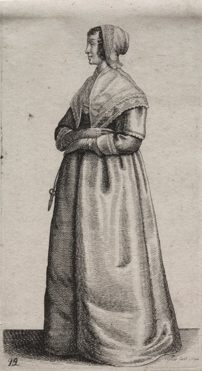 Les Diverses Habitudes des Femmes Anglaises, de la Noblesse aux Femmes de la Campagne : La Femme avec des Ciseaux - Wenceslaus Hollar