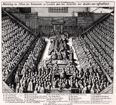 Le procès de Thomas Wentworth (1593-1641) comte de Strafford en 1641 - Wenceslaus Hollar