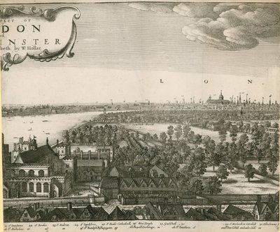 La perspective de Londres et de Westminster prise de Lambeth - Wenceslaus Hollar