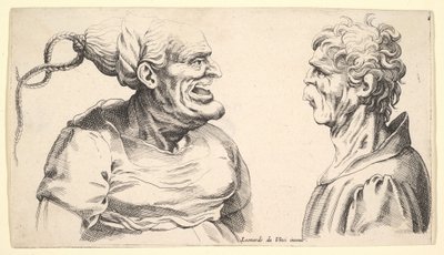 Deux têtes déformées, 1625-1744 - Wenceslaus Hollar