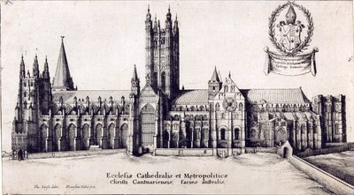 Vue de la cathédrale de Canterbury depuis le sud, vers 1638-66 - Wenceslaus Hollar