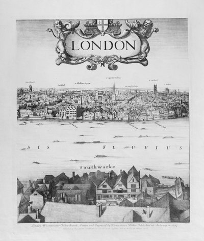 Vue de Londres, publiée en 1647 (copie fac-similé) (détail) - Wenceslaus Hollar