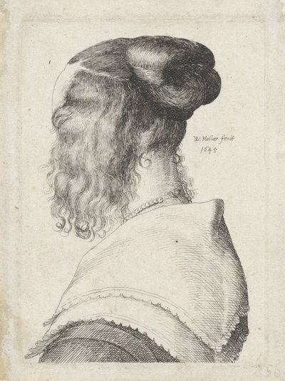 Femme aux cheveux relevés, vue de dos - Wenceslaus Hollar