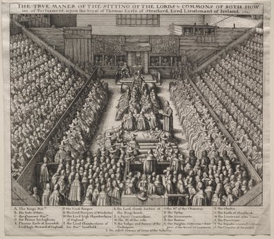 Westminster Hall, intérieur, avec le procès du comte de Strafford - Wenceslaus Hollar
