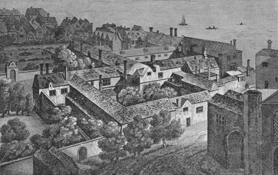 Maison Winchester, Southwark, vers 1649, depuis la tour de St. Saviours, vers 1812, 1912 - Wenceslaus Hollar