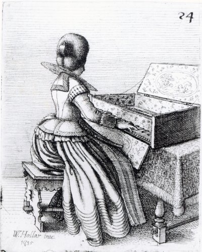 Femme jouant au clavier, 1635 - Wenceslaus Hollar