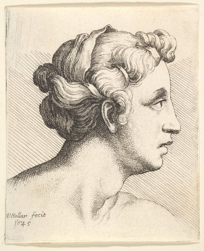 Femme avec une mèche de cheveux liée en profil à droite, 1645 - Wenceslaus Hollar