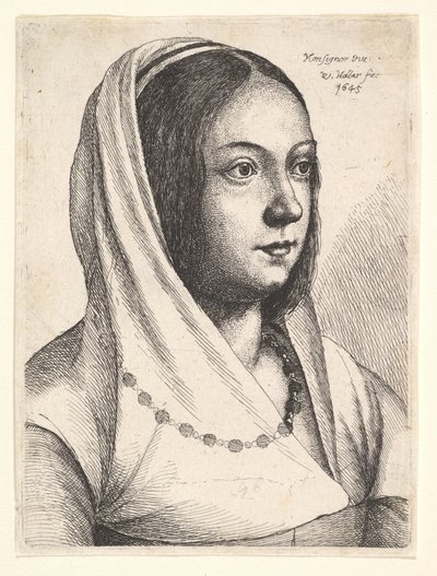 Jeune femme avec un foulard sur la tête, d