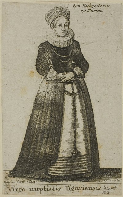 Femme de Zurich en robe de mariée - Wenceslaus Hollar