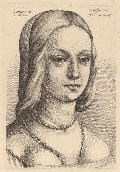 Tête de femme regardant à droite - Wenceslaus Hollar after Lorenzo di Credi