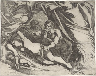 Vénus endormie espionnée par des satyres - Werner van den Valckert