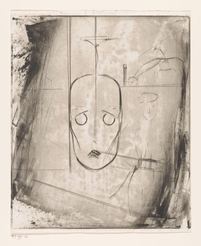 Composition avec visage et jockey à cheval - West (graveur)