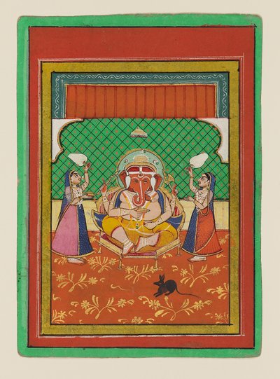 Ganesha assis avec des assistants, fin 19e-début 20e siècle - West Indian School