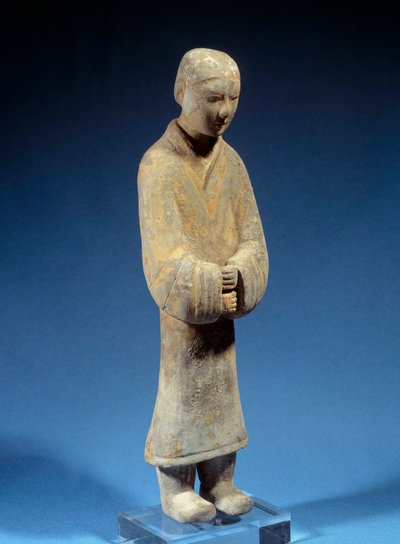 Art chinois : Dame faisant des offrandes ; terre cuite funéraire de la période Han. Paris, Musée Cernuschi - Western Han Dynasty Chinese School