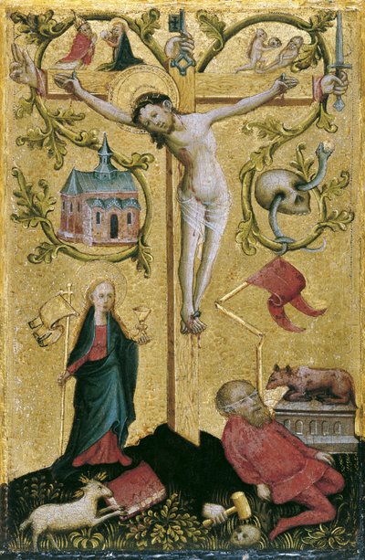 Christ en croix comme Redemptor Mundi - Westphalian Master