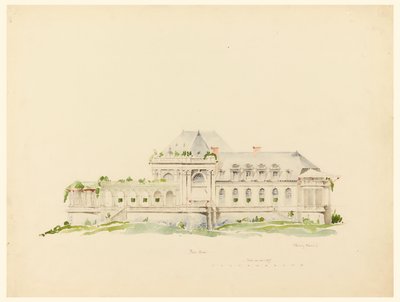 Élévation vers les terrains de polo, Clubhouse, Newport, Rhode Island et Golf Club - Whitney Warren Jr.