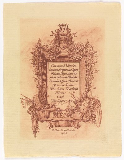 Menu pour le bal donné par James Hazen Hyde, 31 janvier 1905 - Whitney Warren Jr.