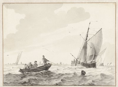 Eau ondulante avec une barque près d
