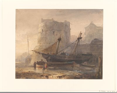 Navires à marée basse dans un port français - Wijnand Nuijen