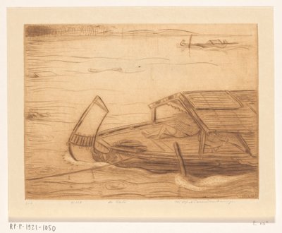 Navire amarré dans la Kali Mas à Surabaya - Wijnand Otto Jan Nieuwenkamp (signed by artist)