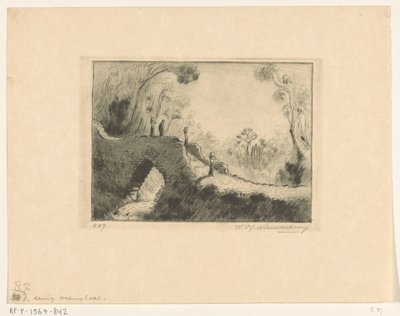 Pont à Marga à Bali - Wijnand Otto Jan Nieuwenkamp (signed by artist)
