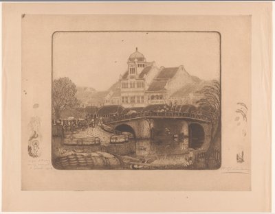 Pont et bâtiment de bureaux à Batavia - Wijnand Otto Jan Nieuwenkamp (signed by artist)