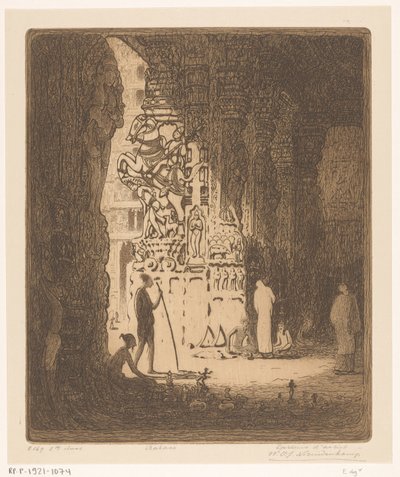 Colonnes sculptées dans un bazar à Madurai - Wijnand Otto Jan Nieuwenkamp (signed by artist)