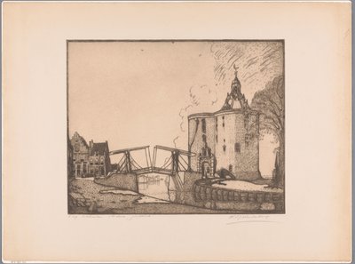 Vue de la Drommedaris à Enkhuizen - Wijnand Otto Jan Nieuwenkamp (signed by artist)