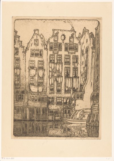 Maisons de canal à Sint-Olofssteeg à Amsterdam - Wijnand Otto Jan Nieuwenkamp (signed by artist)