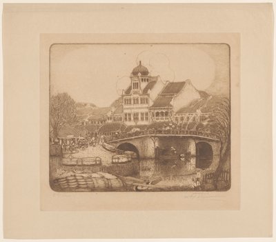 Le bâtiment de bureaux de la société Sluyters & Co. Kali Besar Batavia - Wijnand Otto Jan Nieuwenkamp (signed by artist)