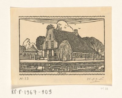 Maison avec façade en bois sur un canal à Edam - Wijnand Otto Jan Nieuwenkamp (signed by artist)