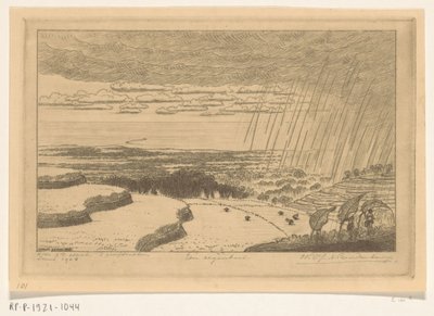 Averse sur les rizières près de Gitgit à Bali - Wijnand Otto Jan Nieuwenkamp (signed by artist)