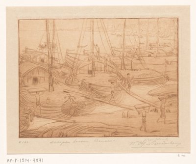 Navires amarrés sur la rive du Gange à Bénarès - Wijnand Otto Jan Nieuwenkamp