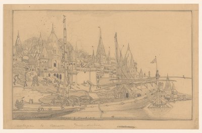 Rive de la rivière avec des bateaux à Bénarès - Wijnand Otto Jan Nieuwenkamp