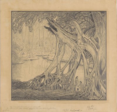 Forêt tropicale avec baigneuses - Wijnand Otto Jan Nieuwenkamp