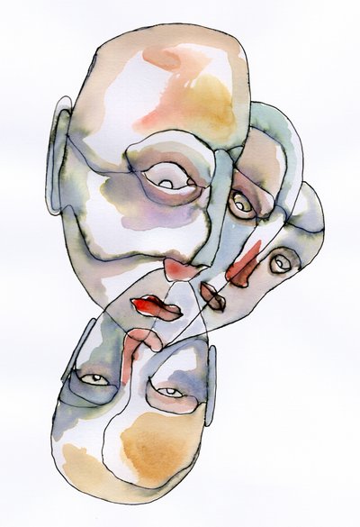 Visages fragmentés – Aquarelle - Wildemar Doomgriever