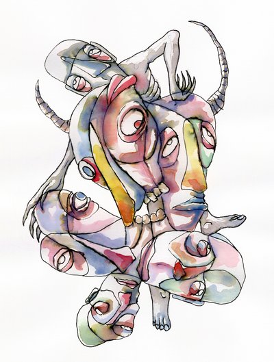 Visages entrelacés surréalistes - Wildemar Doomgriever