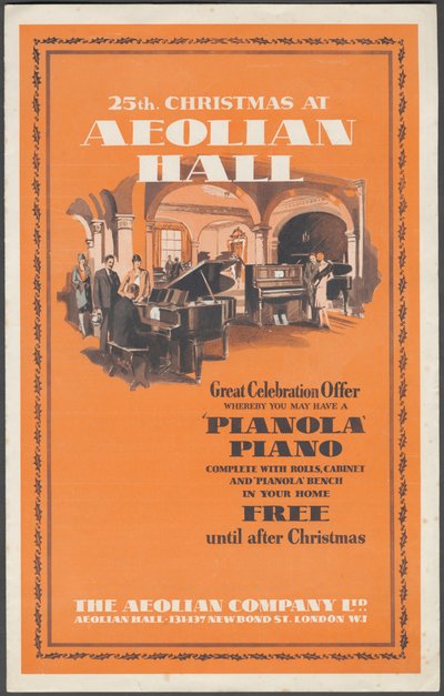 Pianolas de la société Aeolian, années 1920 - Wilfred Fryer