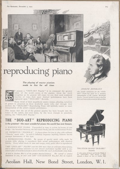 Pianolas de la compagnie éolienne, 1923 - Wilfred Fryer