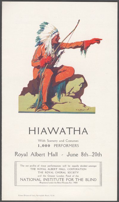 Publicité pour le théâtre Hiawatha - Wilfred Fryer