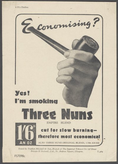 Tabac à pipe Three Nuns, années 1930 - Wilfred Fryer