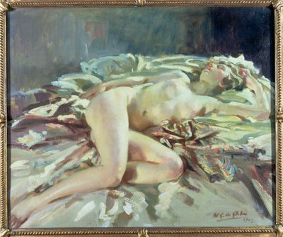 Nu féminin allongé sur un lit - Wilfred Gabriel de Glehn