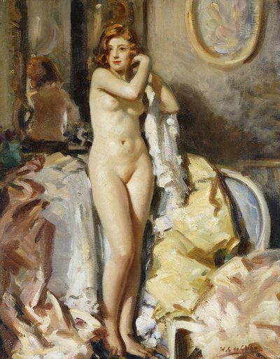 Debout devant le miroir, rousse - Wilfred Gabriel de Glehn