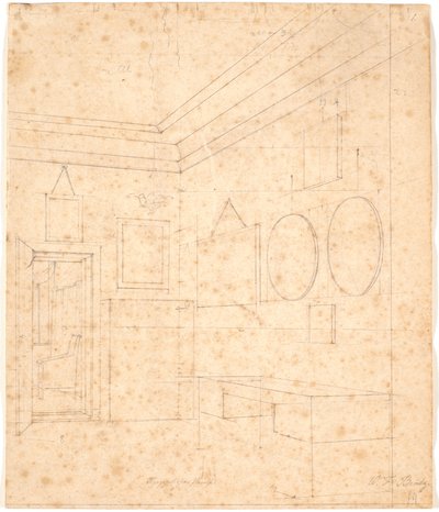 Dessin en perspective pour le portrait de famille Waagepetersen - Wilhelm Bendz