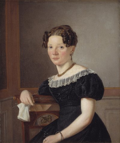 Femme avec son tricot. Une des sœurs de l