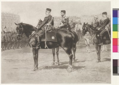Empereur François-Joseph Ier et tsar Nicolas II à la parade sur le Champ-de-Mars à Saint-Pétersbourg - Wilhelm Gause
